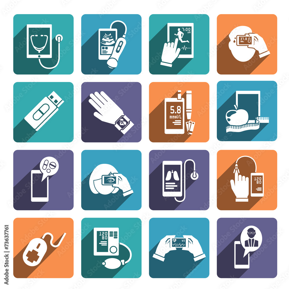 Digital health icons set Digital health icons set