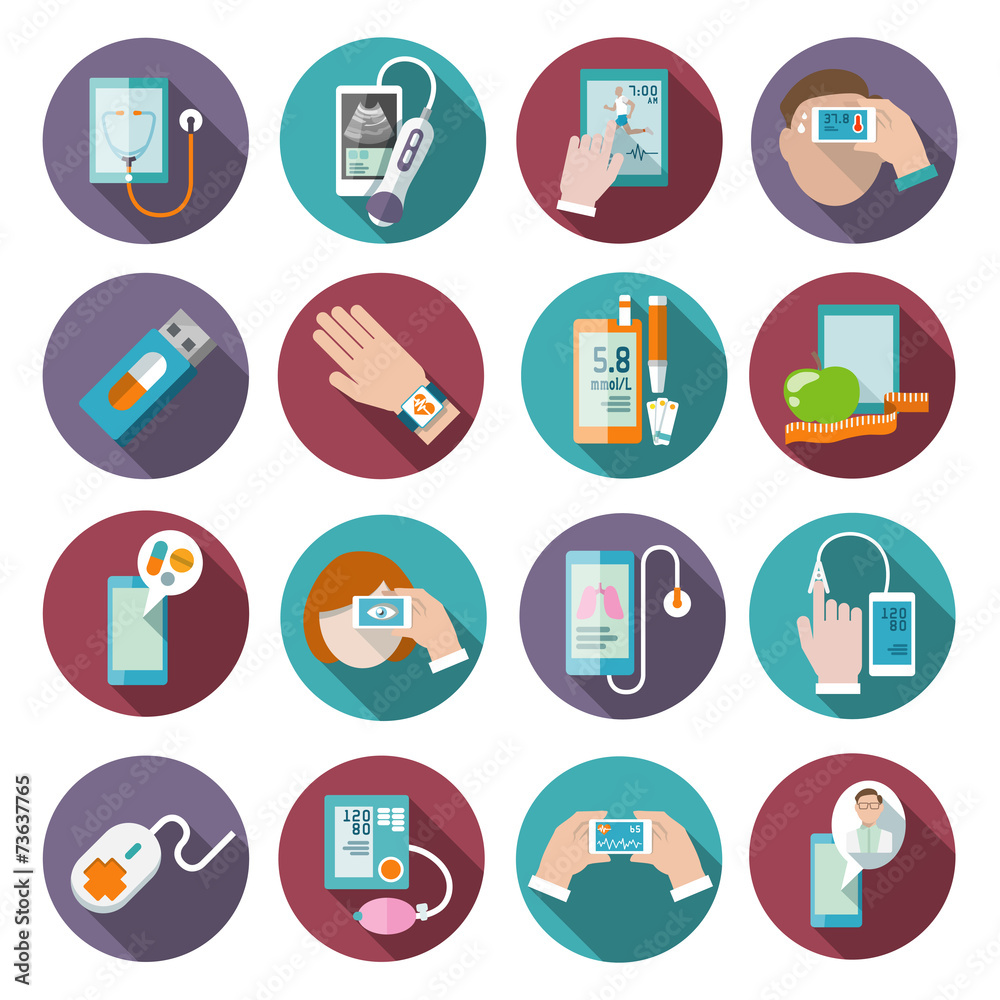 Digital health icons set Digital health icons set