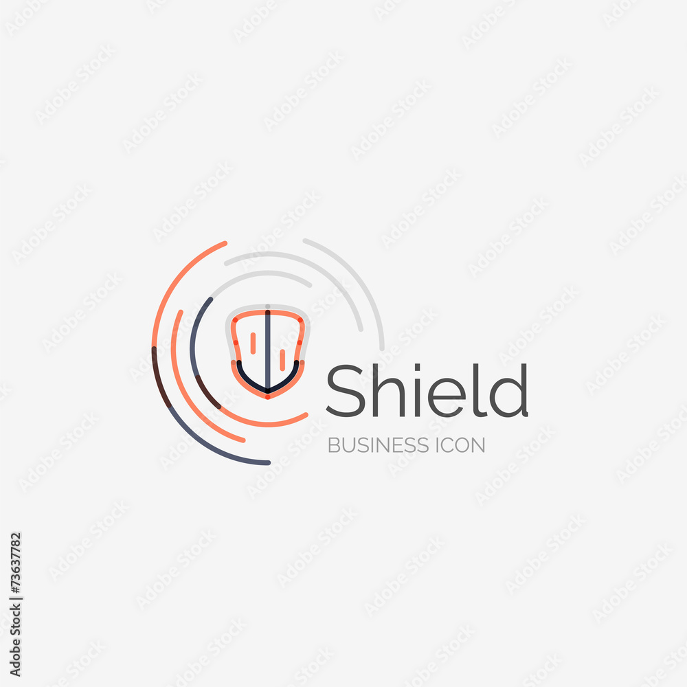 Thin line neat design logo, shield icon Thin line neat design logo, shield icon