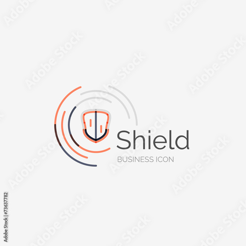 Thin line neat design logo, shield icon
