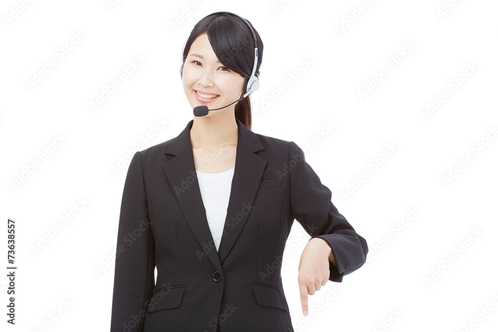 指差すオペレーター 指差すオペレーター