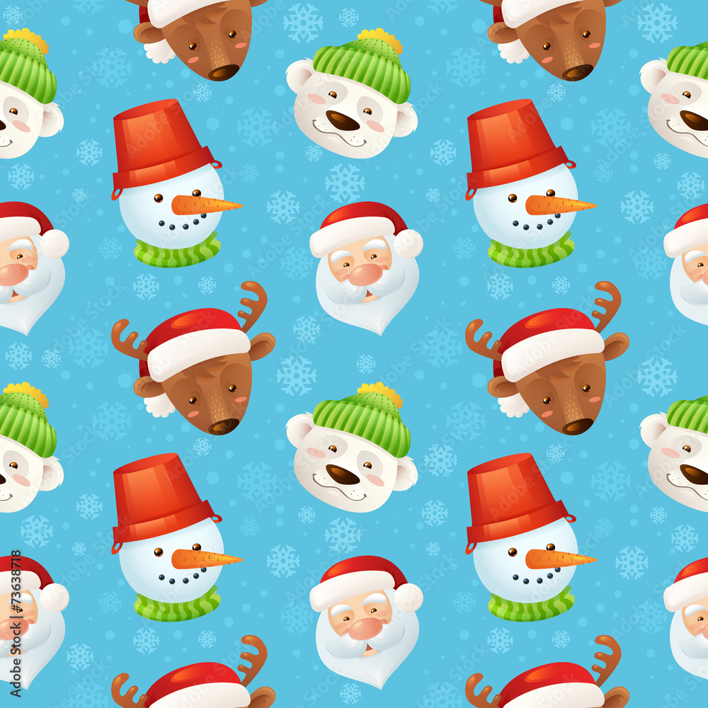 Christmas characters seamless pattern