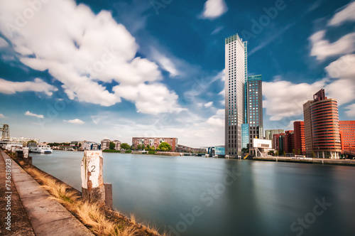 Rotterdam with a typical skyscraper on the water