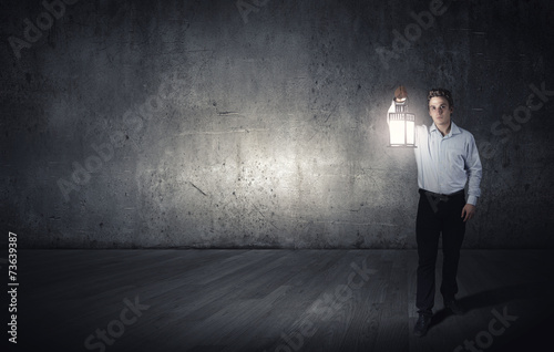 Man with lantern