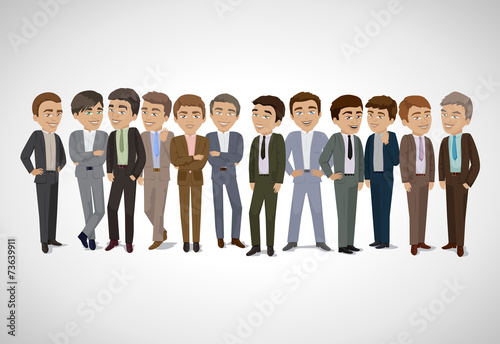 Group Of Business Men - Isolated On Gray Background