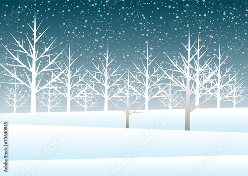 Holiday winter landscape background with winter tree