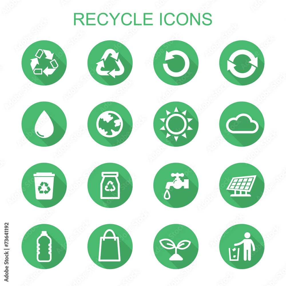 recycle long shadow icons recycle long shadow icons