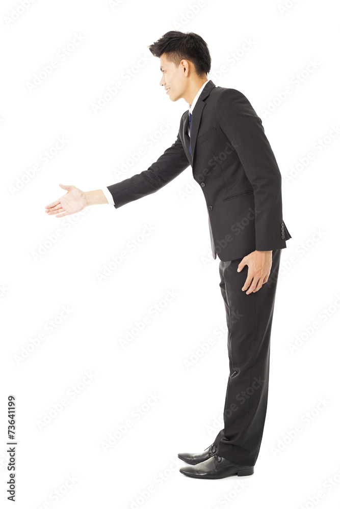 side view of business man with handshaking side view of business man with handshaking