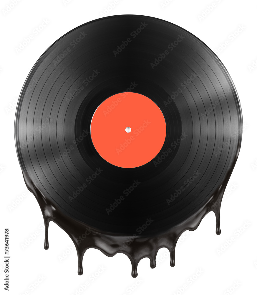 Fototapeta premium hot or melted vinyl record disc isolated on white