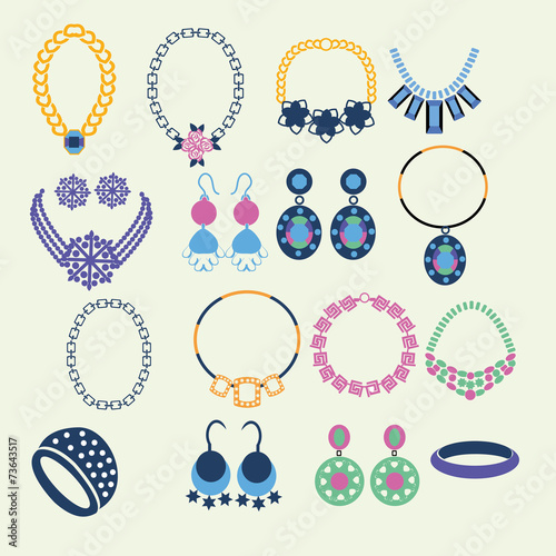 Set of jewelry icons - Illustration