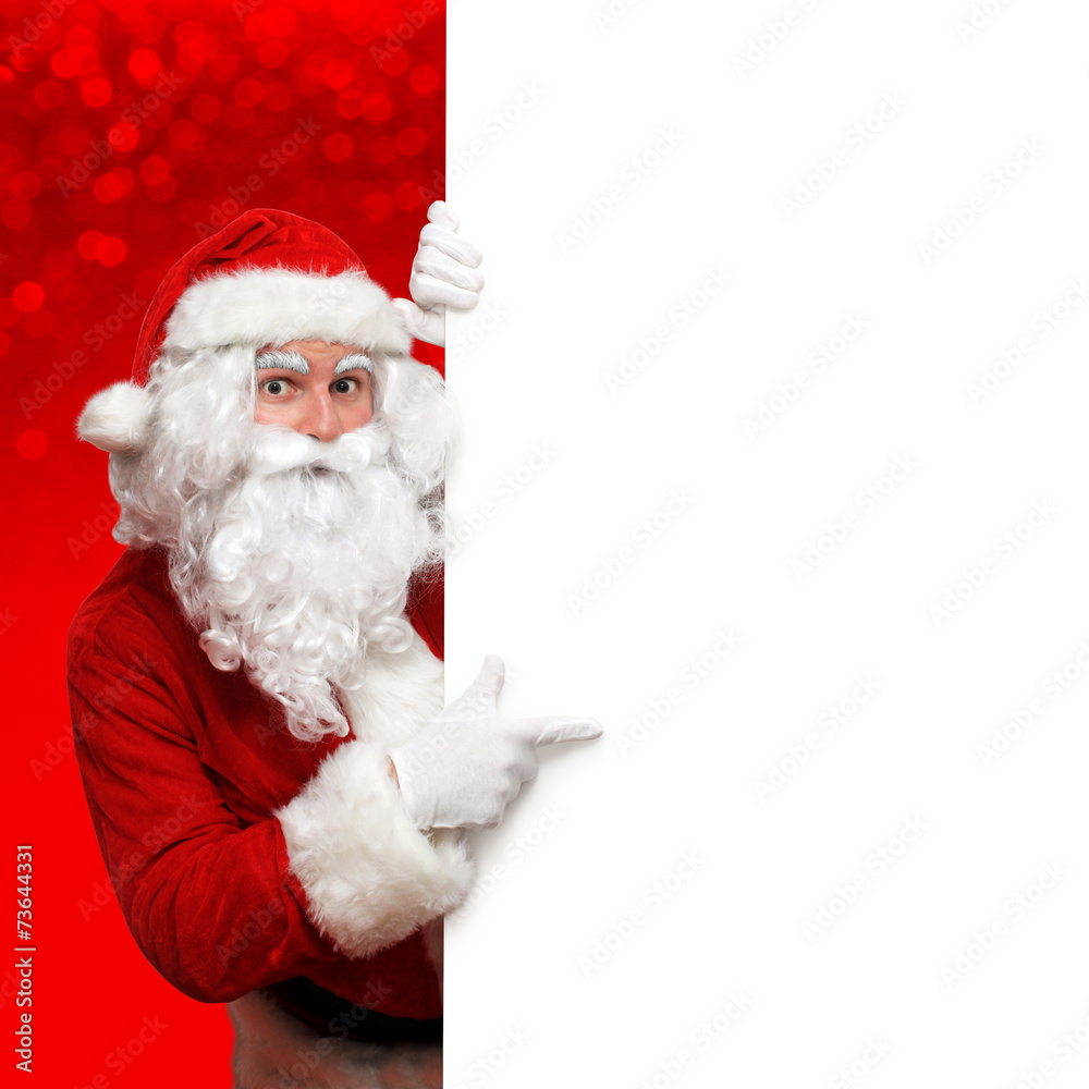 Weihnachtsmann mit Tafel - obrazy, fototapety, plakaty 