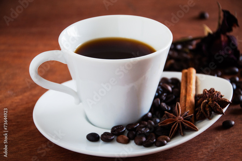 Fototapeta Naklejka Na Ścianę i Meble -  Black cofffee in white cup