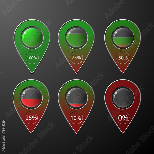 Colorful transparent batteries with indication of charge