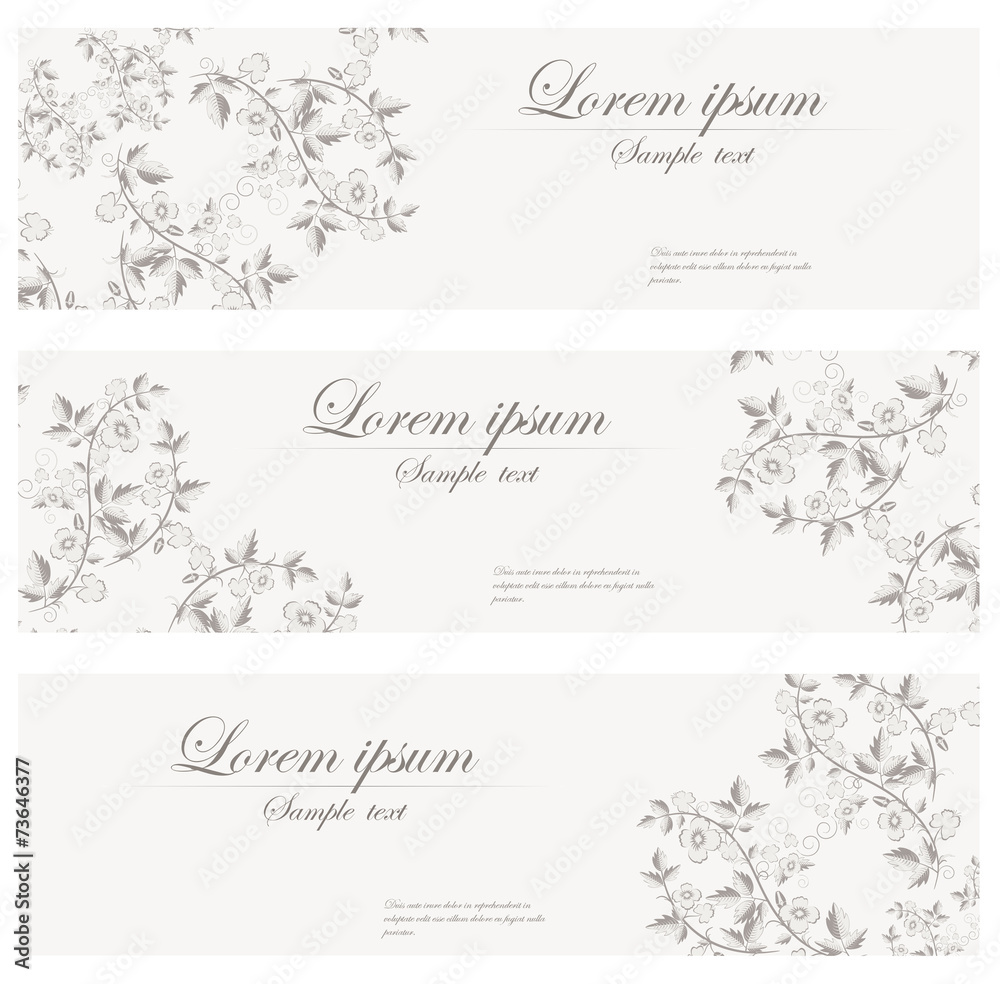 Floral banners vector retro style.