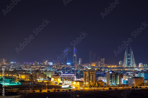 Night skyline of Manama, the Capital city of Bahrain © evannovostro