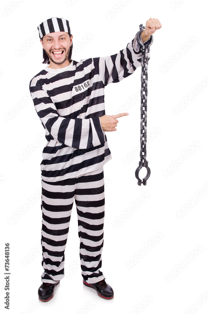 Prison inmate isolated on the white background Prison inmate isolated on the white background