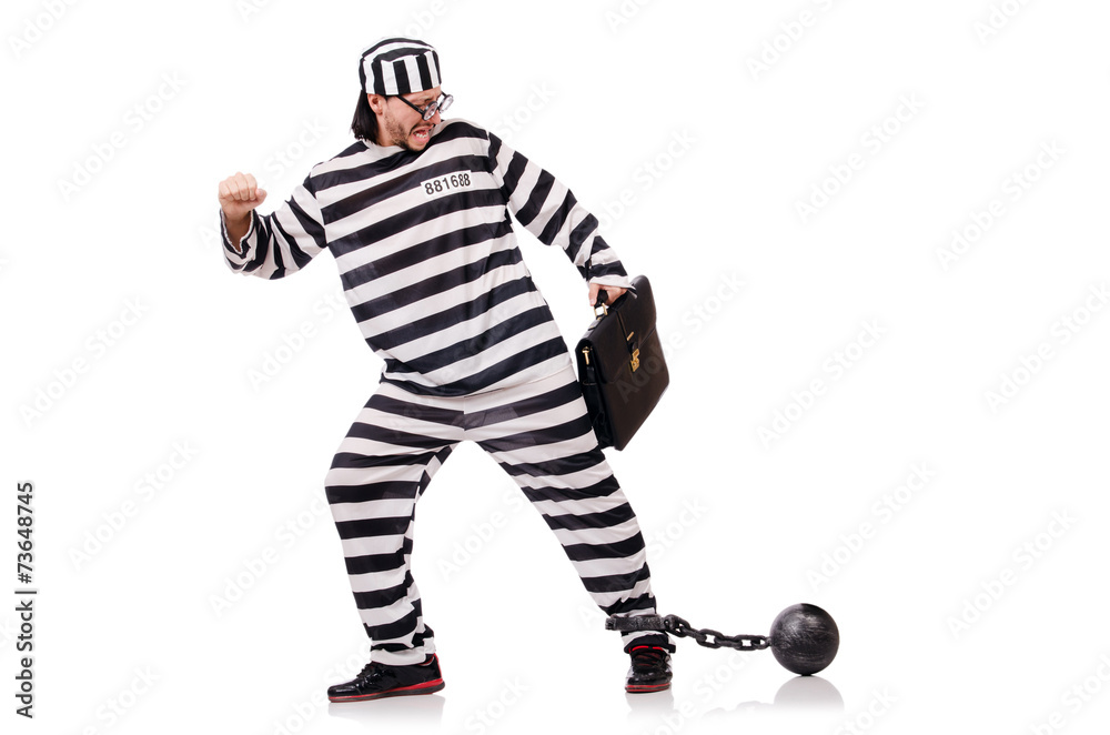 Prison inmate isolated on the white background Prison inmate isolated on the white background
