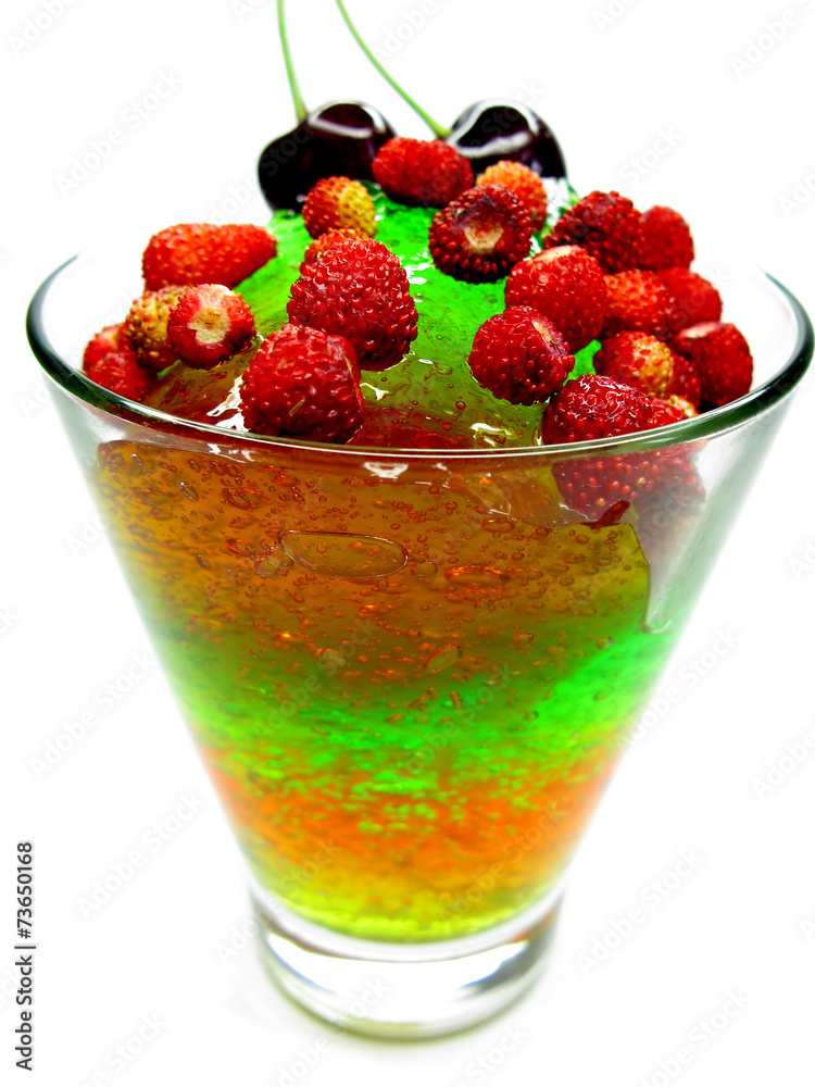 fruit jelly dessert with strawberry fruit jelly dessert with strawberry