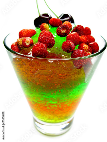 fruit jelly dessert with strawberry