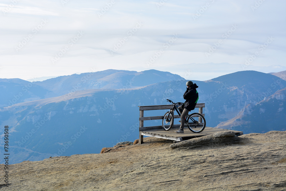 Mountain biker at high altitude