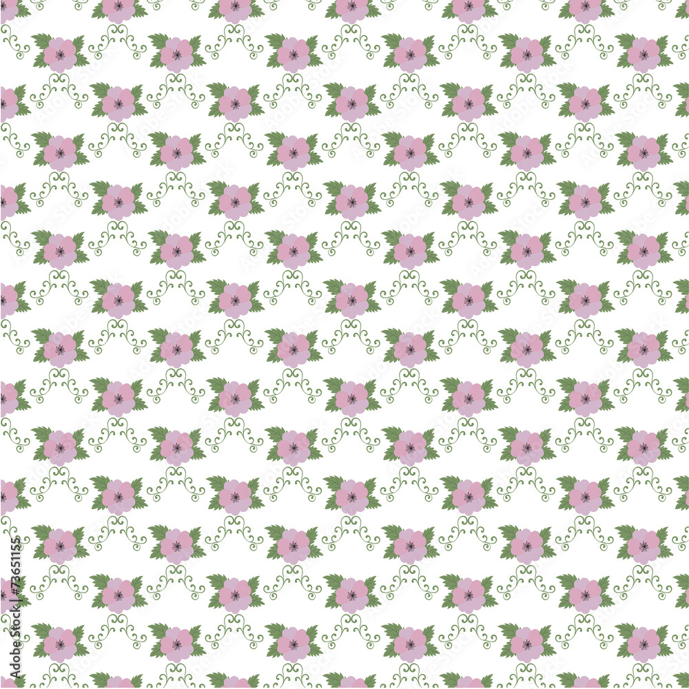 Vector retro floral pattern with flowers Vector retro floral pattern with flowers