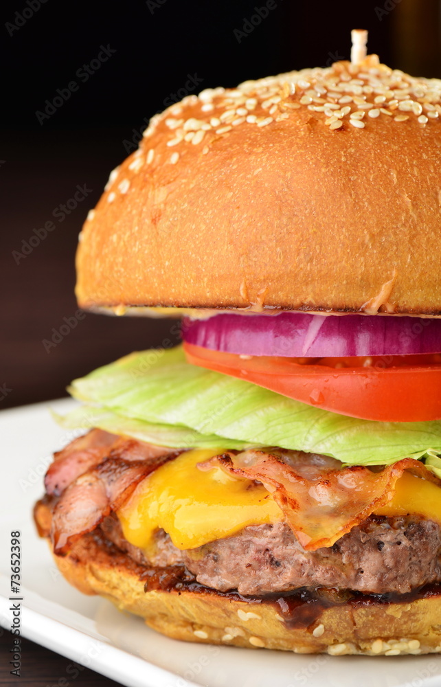 Cheese burger with a bacon
