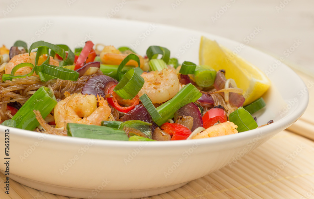 Pad Thai with noodles and prawns Pad Thai with noodles and prawns