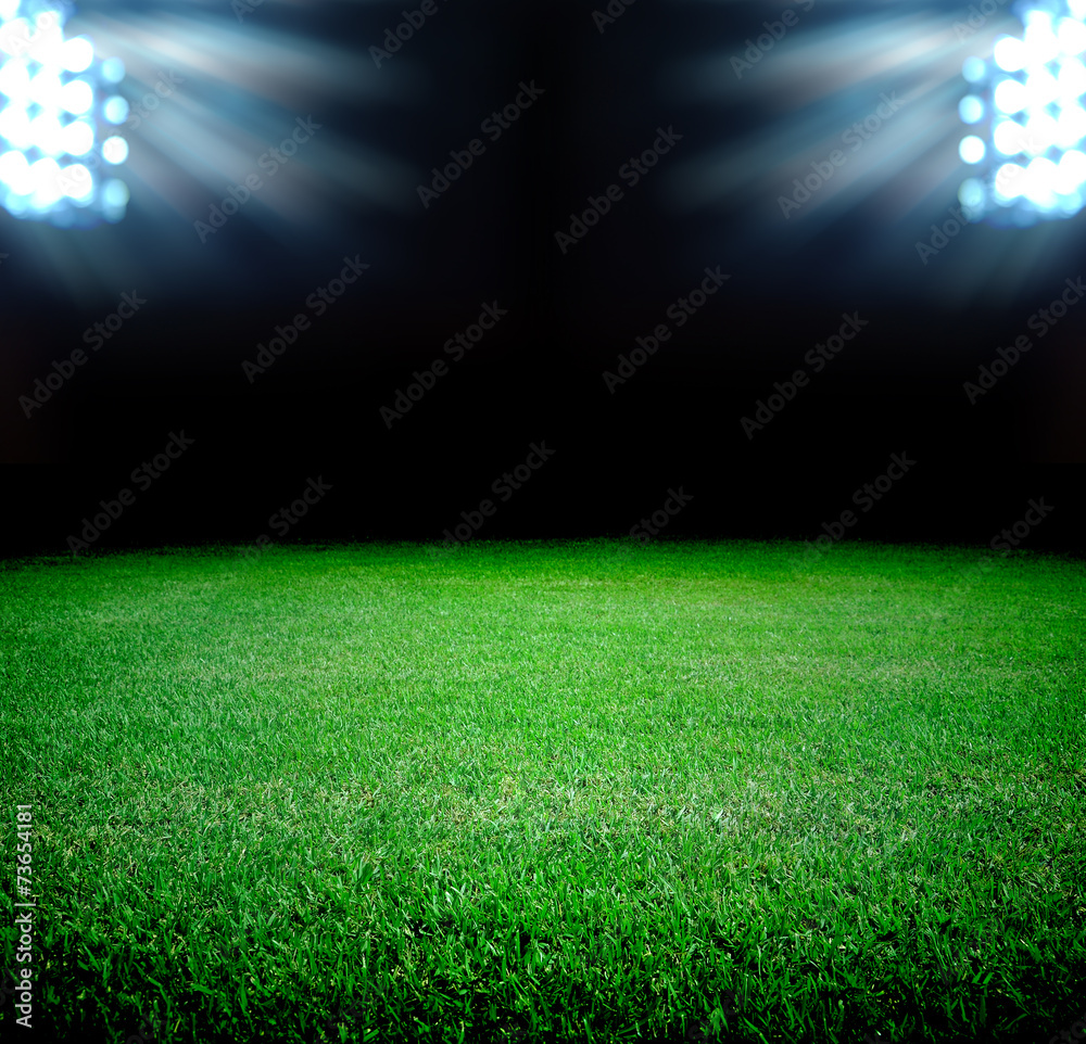 Naklejka premium soccer field and the bright lights