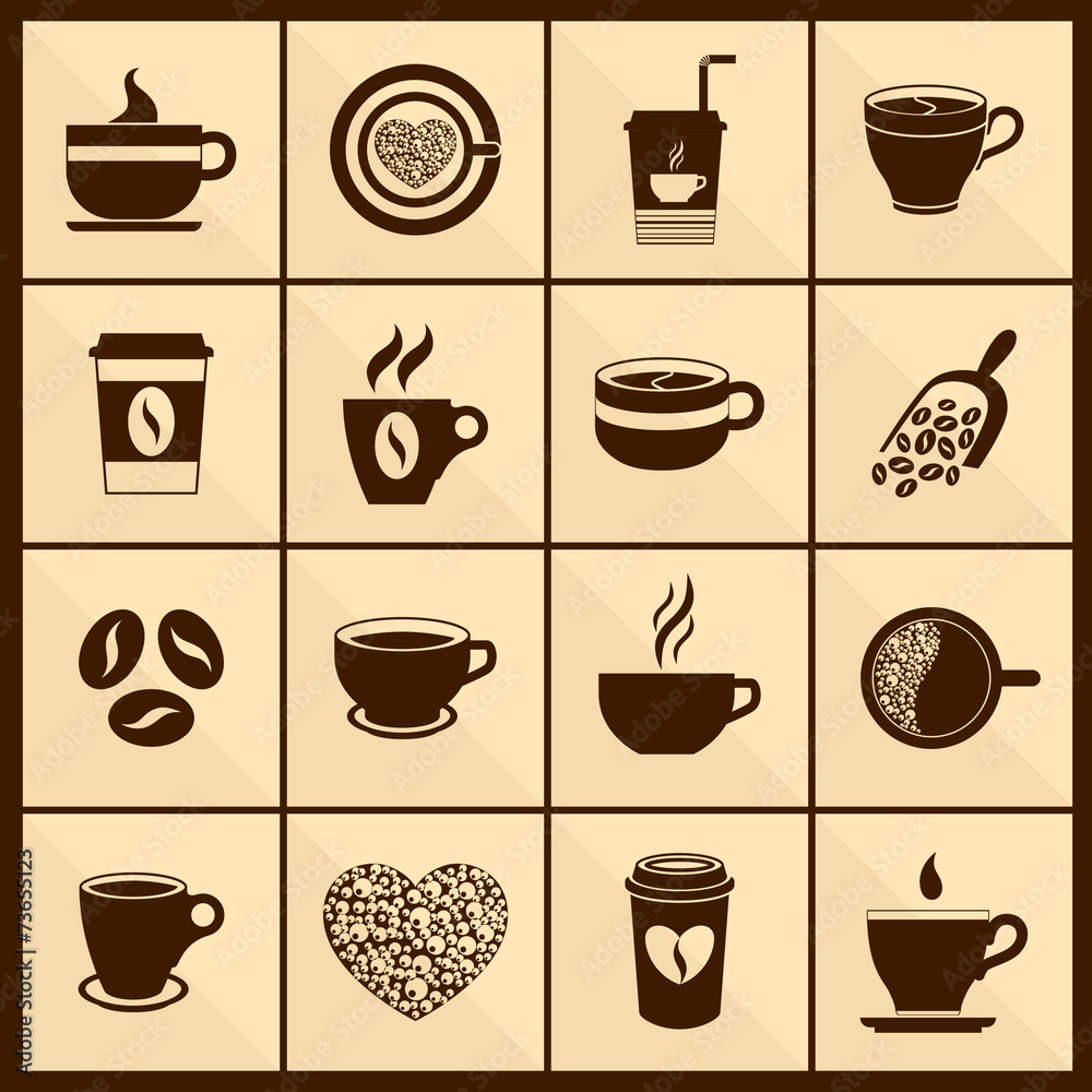 Coffee cup icons black Coffee cup icons black