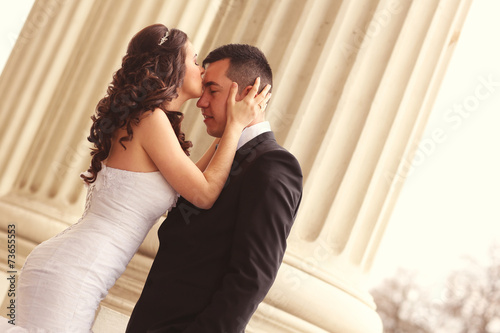 Bride and groom in the city