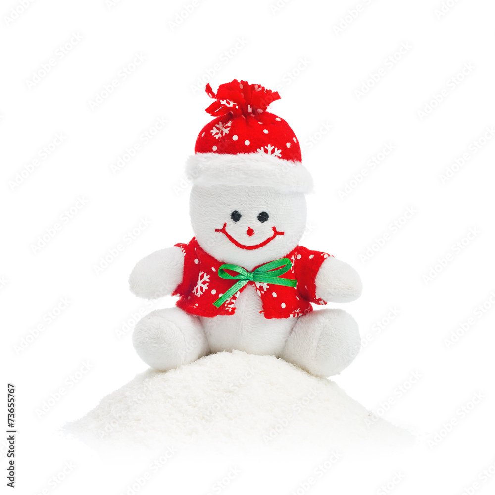 Smiling Generic Christmas Snowman Toy sitting on snow pile