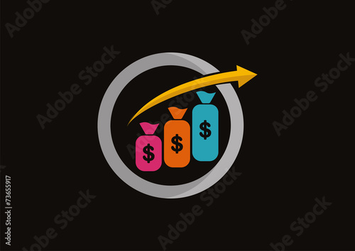 Dollar fullcolor growth arrow finance logo vector