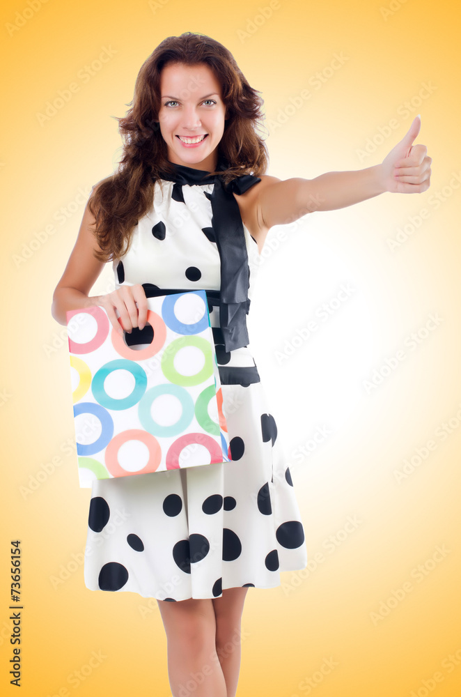 Girl after good shopping on white Girl after good shopping on white