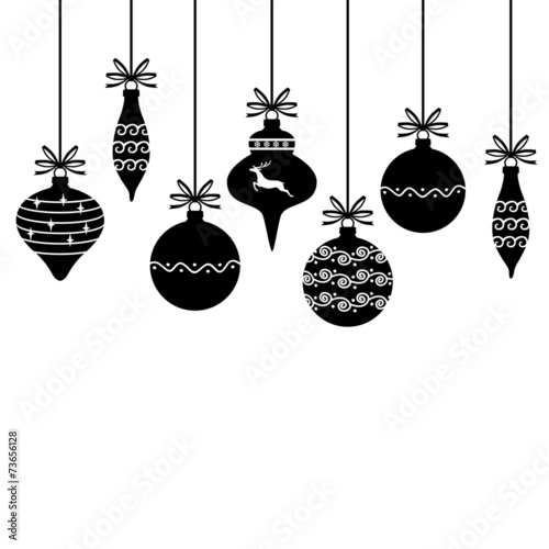 Silhouette of Christmas decorative baubles