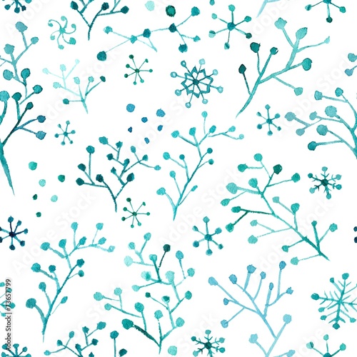 Christmas pattern with snow and trees