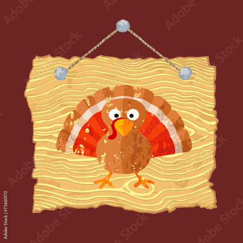 Wooden Sign with Turkey