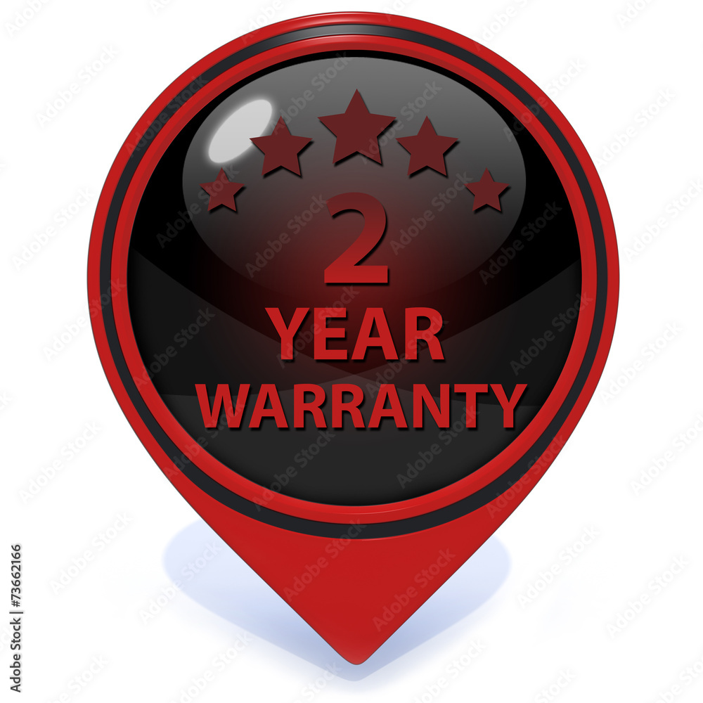 Two year warranty pointer icon on white background Two year warranty pointer icon on white background