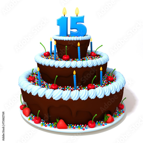 Birthday cake with number fifteen