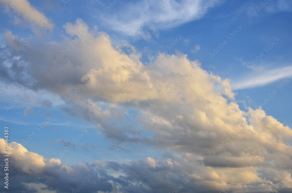 Sky and Cloudscape Background  in sunset Time