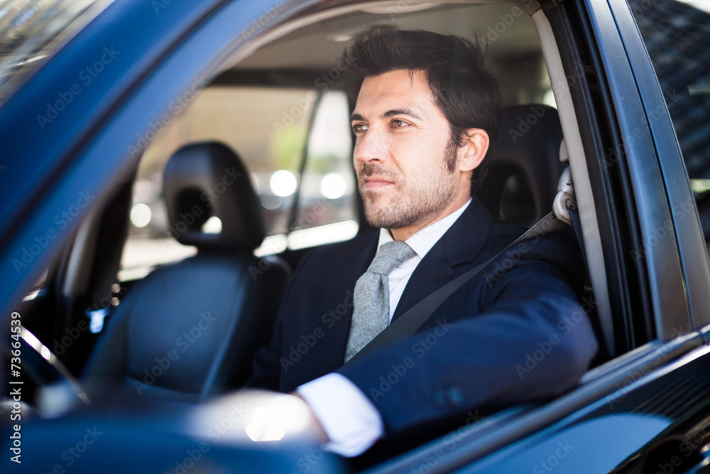 Man driving a car