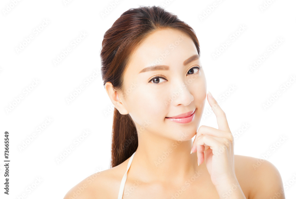 closeup beautiful young asian woman face isolated on white closeup beautiful young asian woman face isolated on white