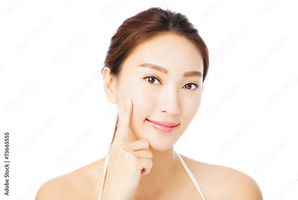 closeup beautiful young asian woman face isolated on white closeup beautiful young asian woman face isolated on white