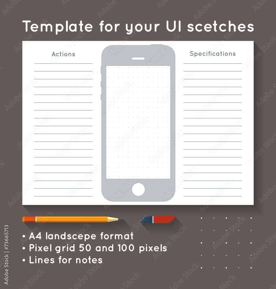 Tamplate for your UI sketches - obrazy, fototapety, plakaty 