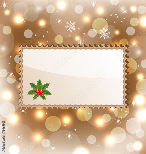 Illustration template frame with mistletoe for design christmas