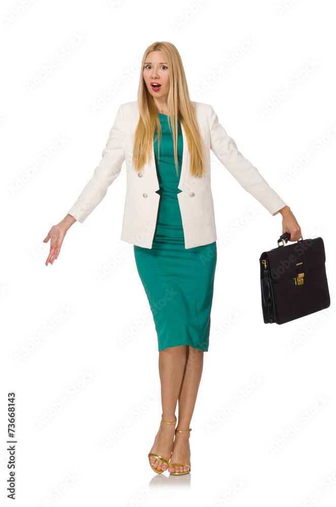 Businesswoman in business concept isolated on white Businesswoman in business concept isolated on white