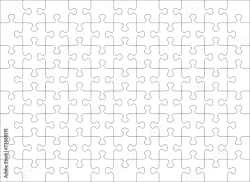 Jigsaw puzzle blank template of 88 transparent pieces