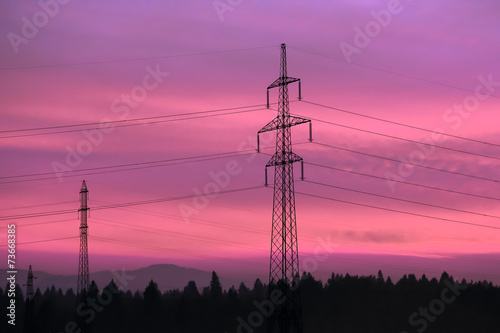 Electrical power lines. Electrical power and energy. Alternative