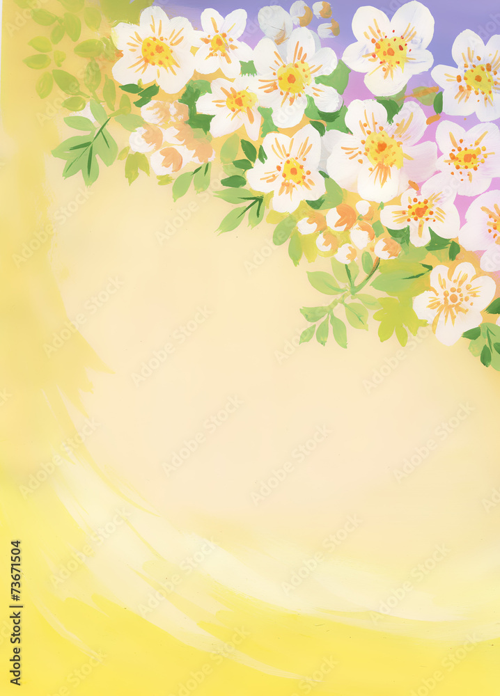 Fototapeta premium Watercolor cherry blossom with copyspace