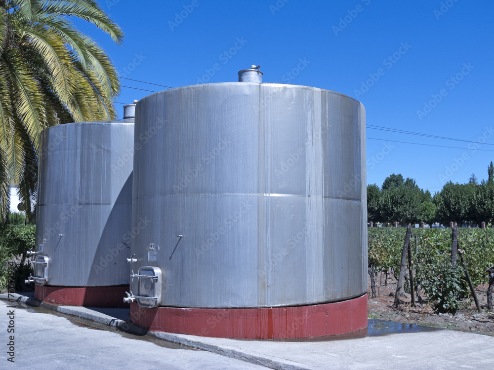 some wine metallic fermentation tanks some wine metallic fermentation tanks
