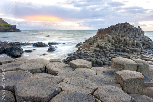 Sunset at Giant s causeway photo